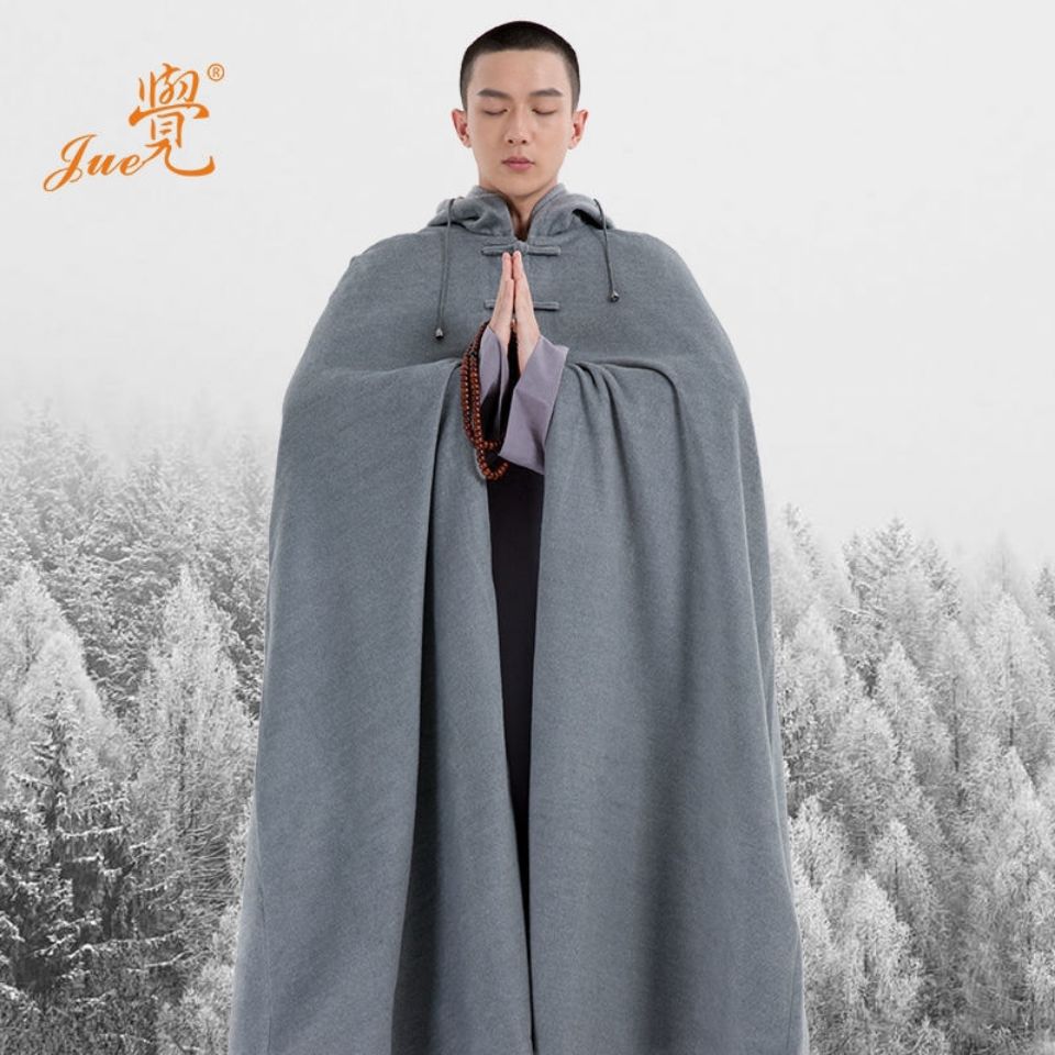 禅斗篷季居士僧服男女斗篷加厚披风款中长毛绒僧人双层修打坐风斗