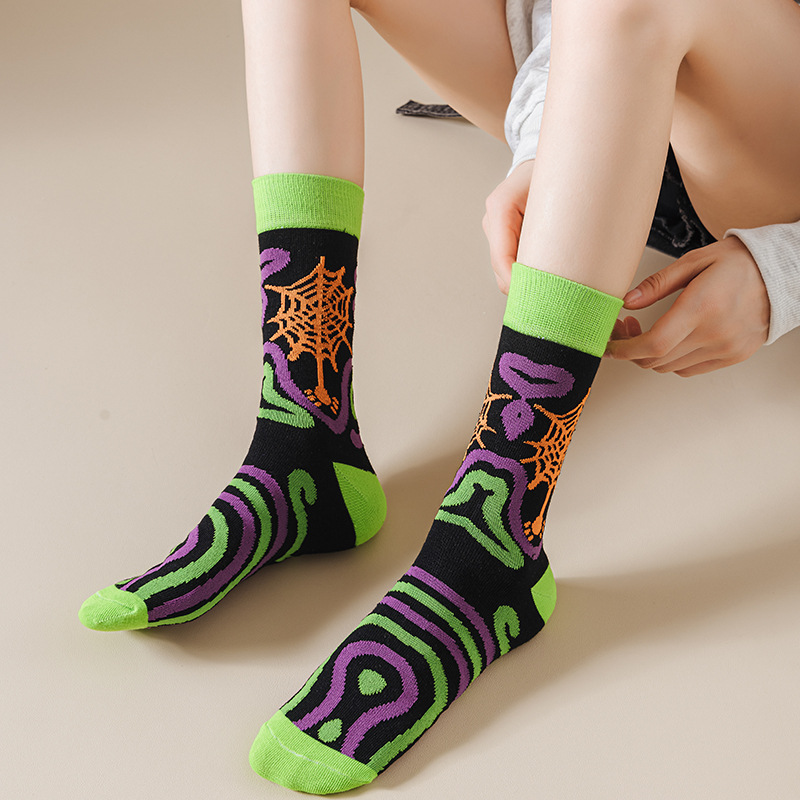 Foreign Trade Halloween Socks Cartoon Creative Tube Socks Pumpkin Pattern Funny Cute Cross-Border Socks Factory Wholesale