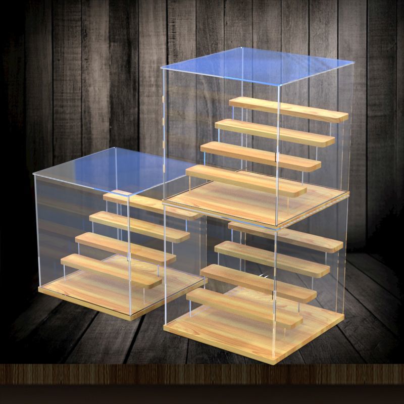 盲盒展示架收纳展示盒亚克力手办收纳盒带灯架速卖通一件批发代发