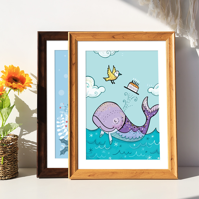 简易儿童画框挂墙装裱12寸16画画水彩油画外框架摆台相框a4a3