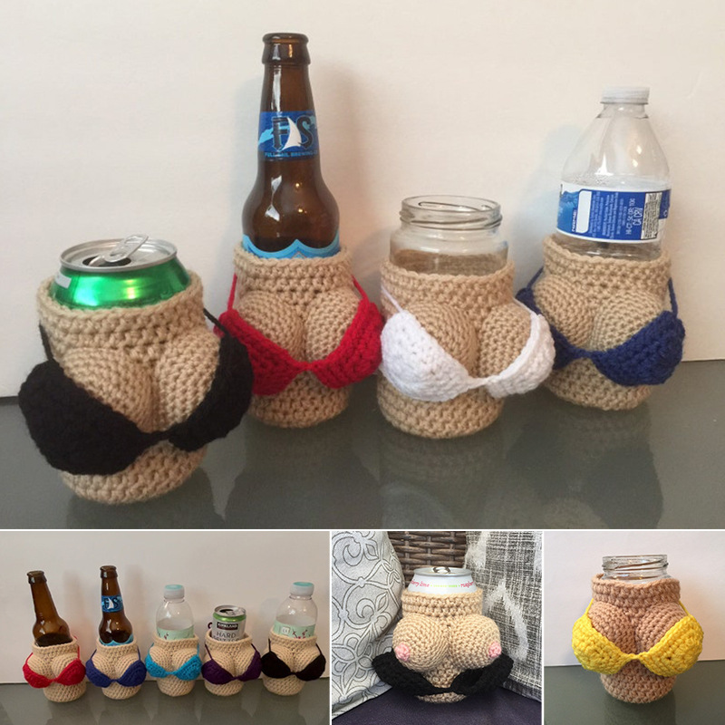 亚马逊爆款 bottle cozy beer 纯手工针织杯套瓶酒瓶套8色齐全