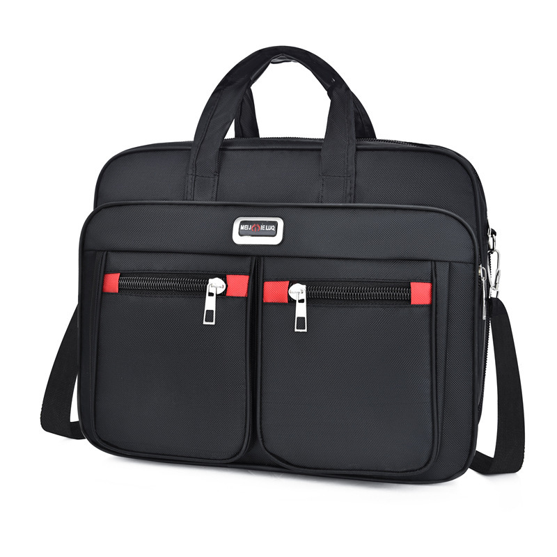 Factory Direct Sales Men's Large Capacity Briefcase Business Trip Laptop Horizontal Handbag Wear-Resistant Briefcase