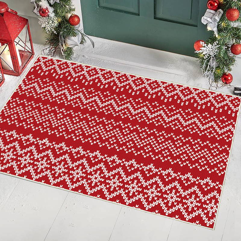 Loop Velvet Carpet Christmas Non-Slip Absorbent Floor Mat Door Mat Washable Carpet Home Door Thickened Foot Mat