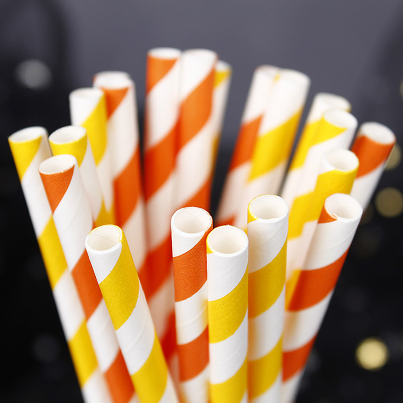 6*197mm一次性可降解牛皮纸尖头彩色饮料咖啡纸质吸管