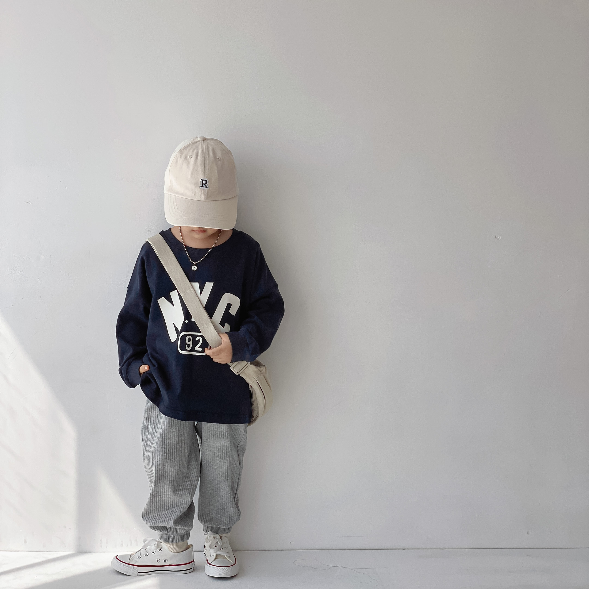 bobokids 2021年秋款日系童装 男女童全棉字母长袖t恤亲子装