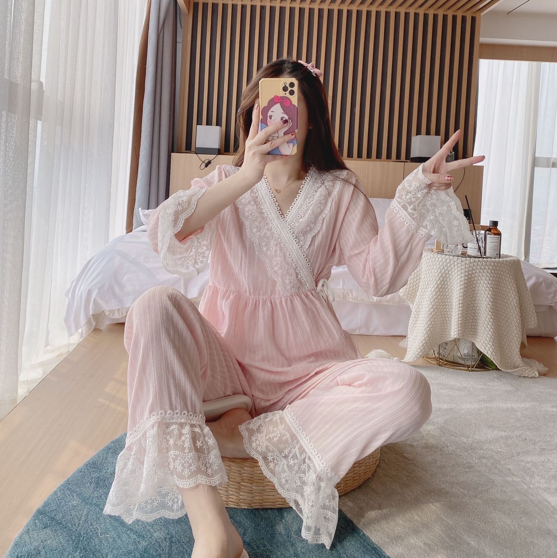 anveitchs 艾莫提花棉布女秋冬新款复古汉服家居服套装开衫睡衣