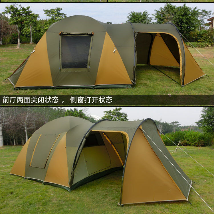 Oversized Two-Layer Outdoor One Bedroom One Living Room Double-Layer Tent 5-12 People More than Rain-Proof Thermal Shed Outdoor Camping