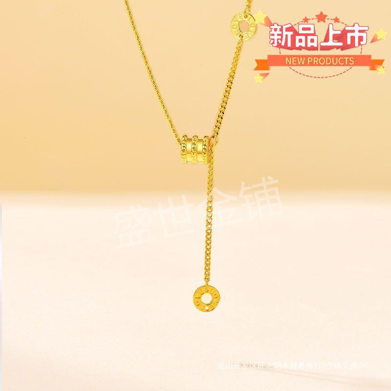 999足金足银小蛮腰项链5g黄金包银转运珠路路通吊坠女春节送女友