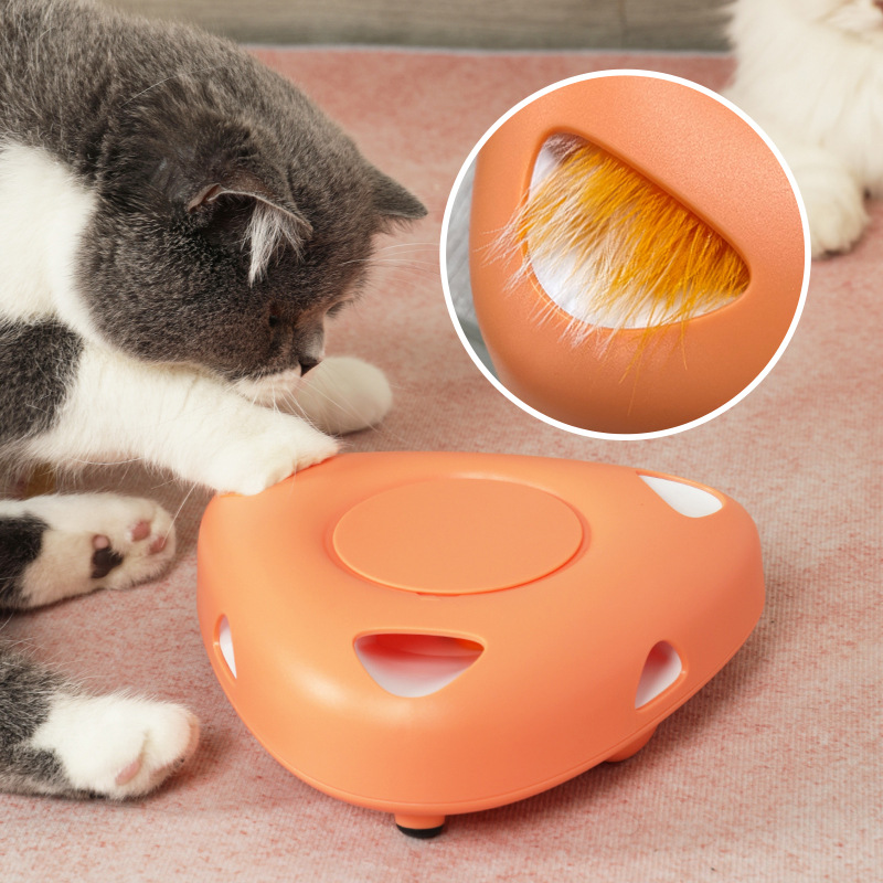 奶酪逗猫盘 可爱风羽毛逗猫玩具吸猫利器 宠物用品猫猫玩具逗猫盘