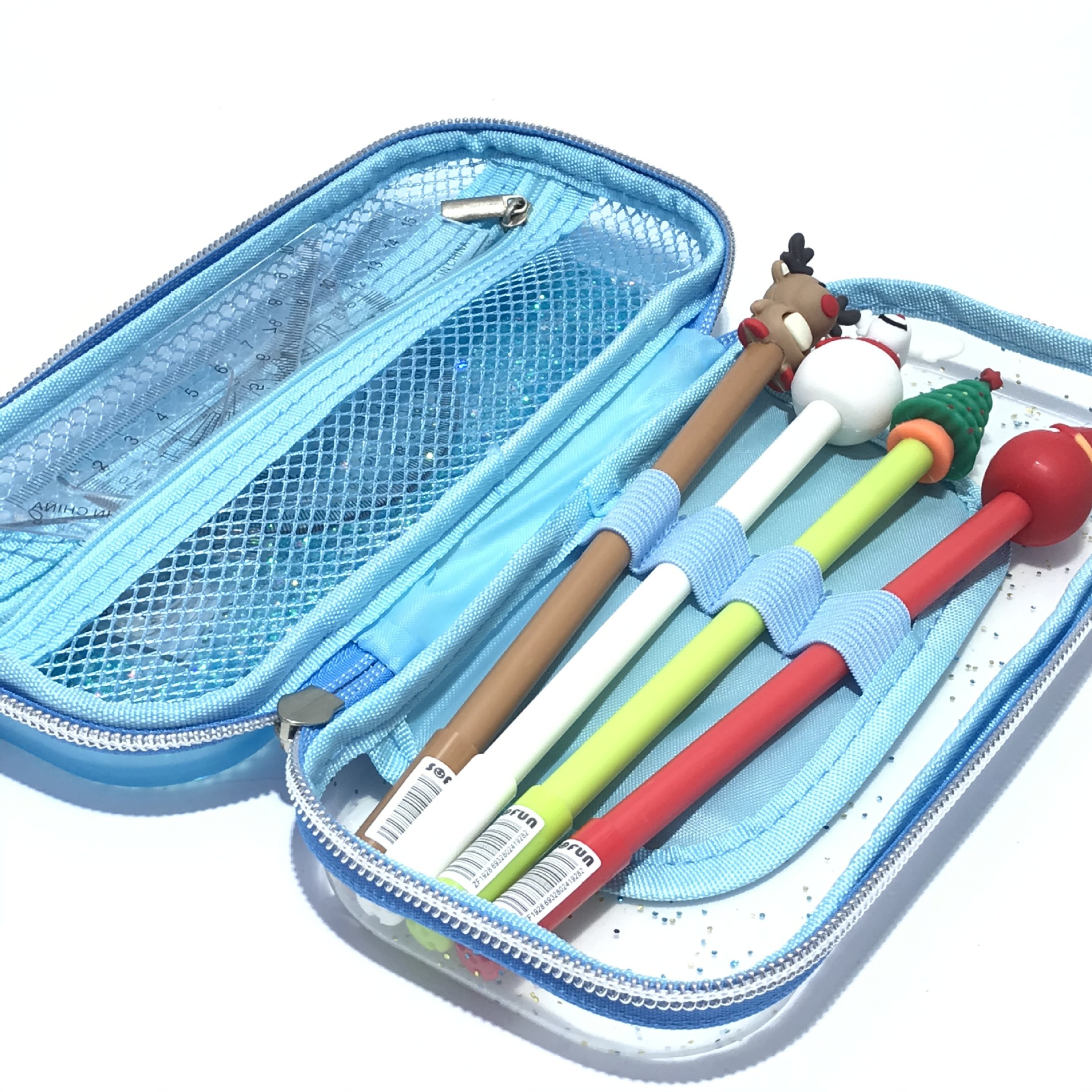 503小学生文具盒卡通猫咪仙女流沙亮片缤纷收纳铅笔盒奖品礼物