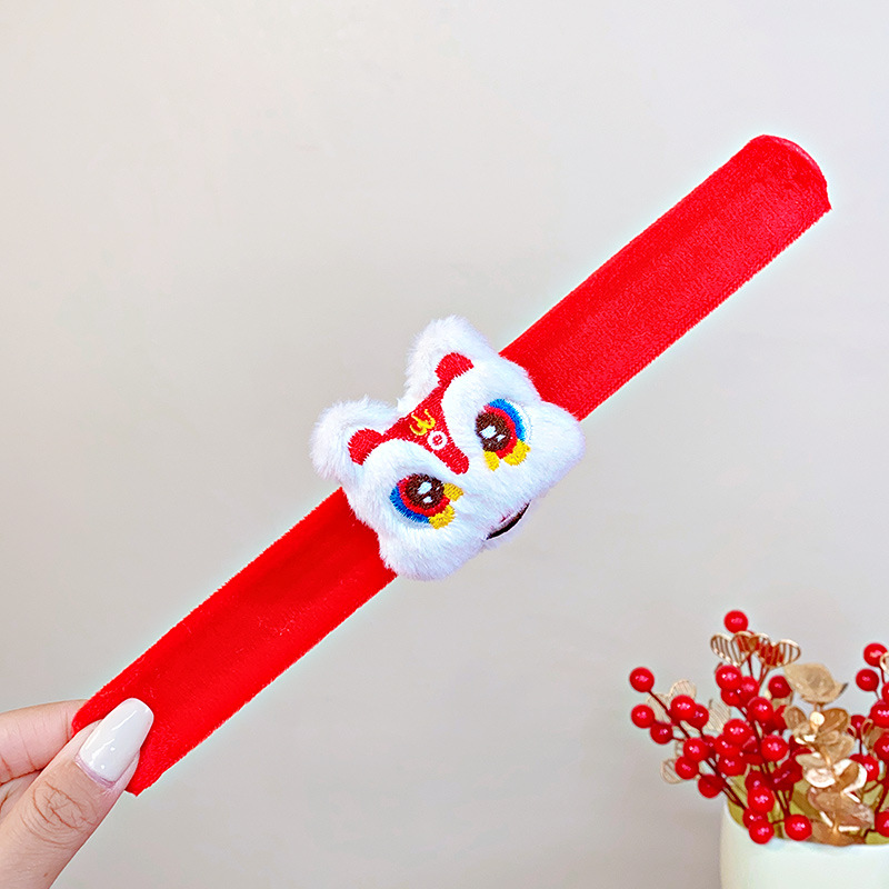 Children's Plush Lion Red Ring Pop Cute New Year Celebration Dual-Use Bracelet Dragon Year New Year Gift Ornament