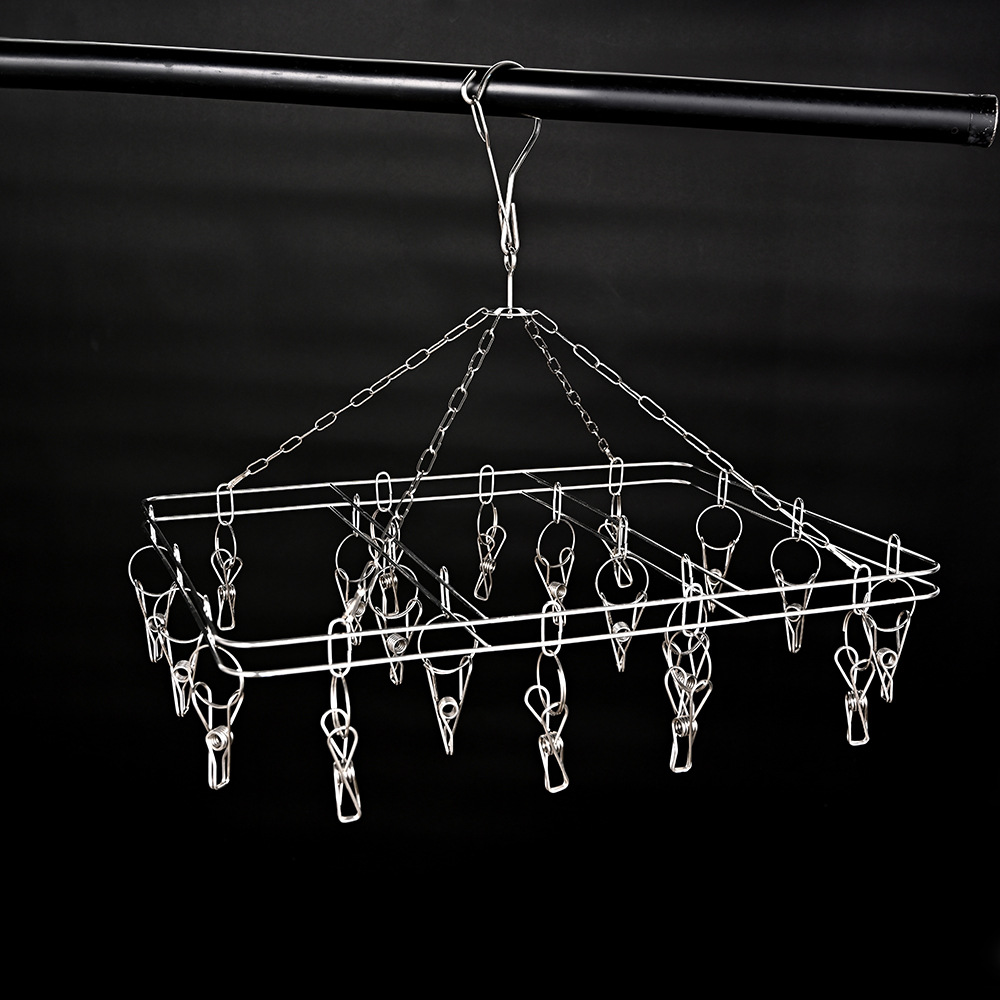 家用挂式衣夹多功能不锈钢晒架简约实用防风多夹子实心加粗裤袜夹