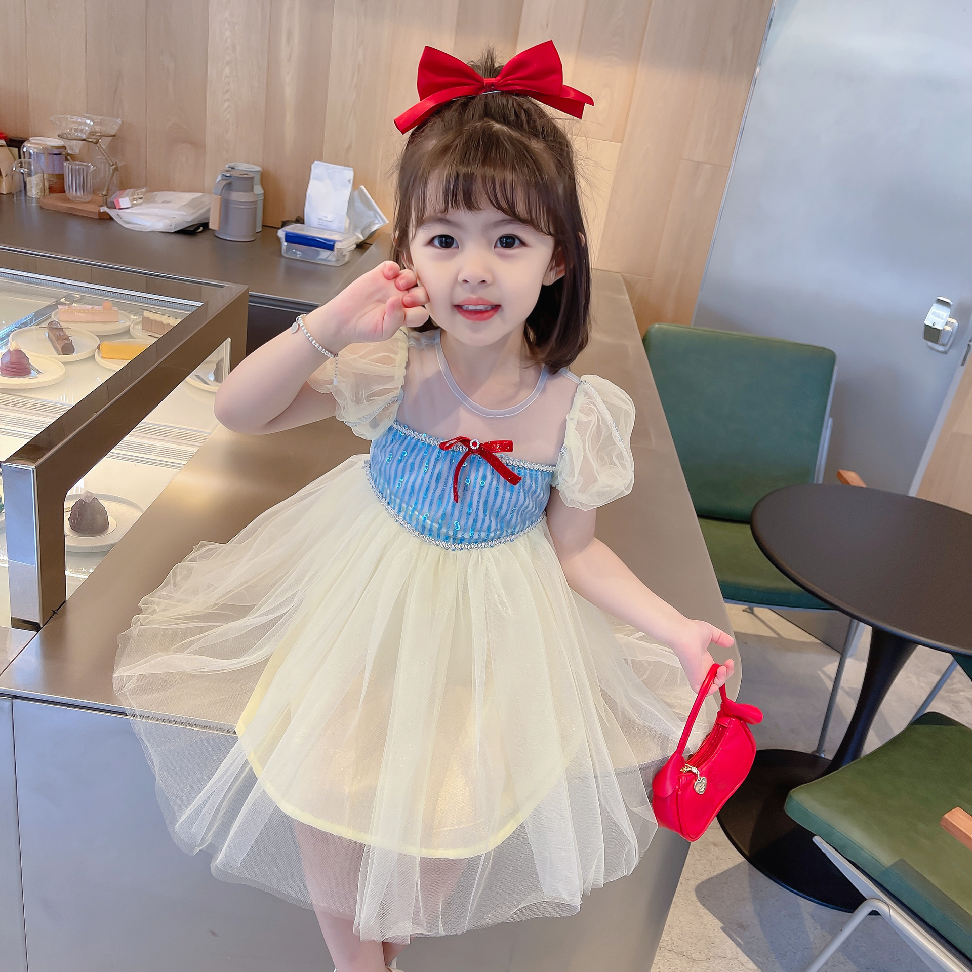 女童爱莎连衣裙2021新款儿童夏季白雪公主裙1一5岁女宝宝夏装裙子