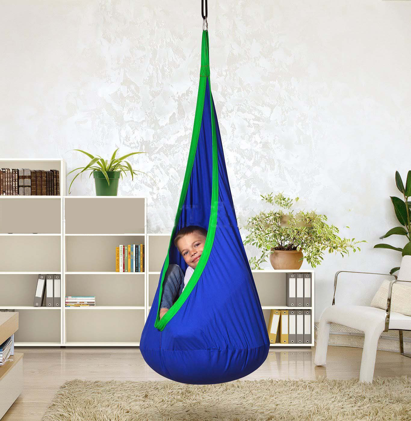 儿童秋千吊椅吊床降落伞布秋千床室内庭院带充气垫吊椅吊床