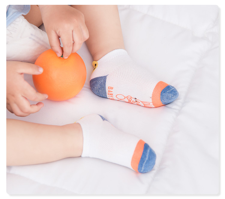 儿童袜子批发网眼袜小孩宝宝袜脚底点胶防滑笑脸短袜适合0-4岁袜