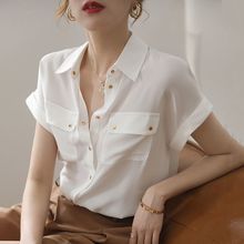 雪纺白色衬衫女夏薄款设计感2024新款小众设计感气质洋气韩版上衣