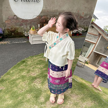 女童汉服夏季薄款少数民族风服装亲子装傣族裙子表演儿童云南旅游
