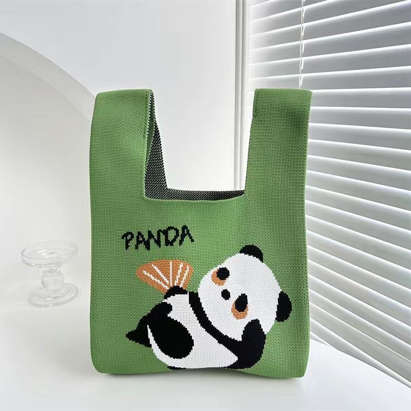 National Fashion Fan Panda Bag 2023 New Knitted Bag Handbag Messenger Bag Special-Interest Design Tourist Souvenir