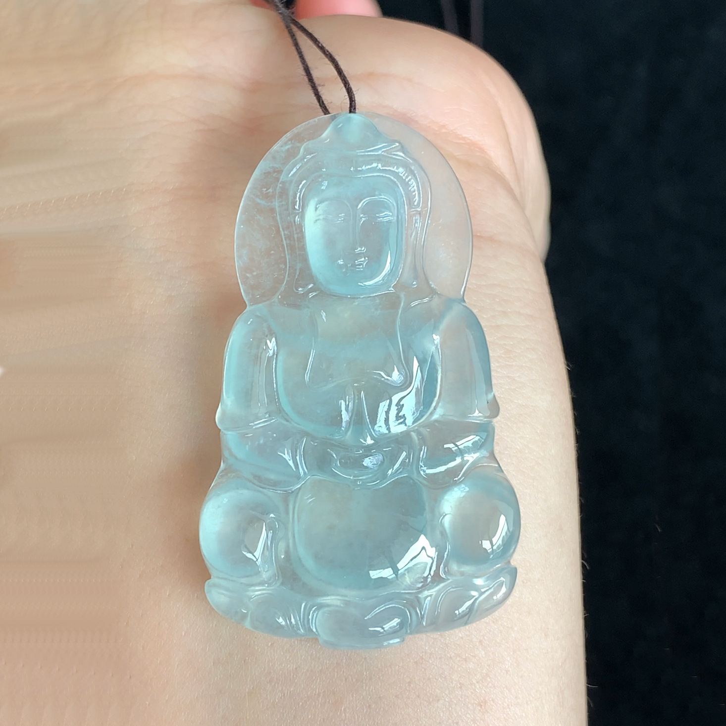 小哥翡翠冰种飘花观音男士挂件牌子玉度母直播菩萨吊坠男