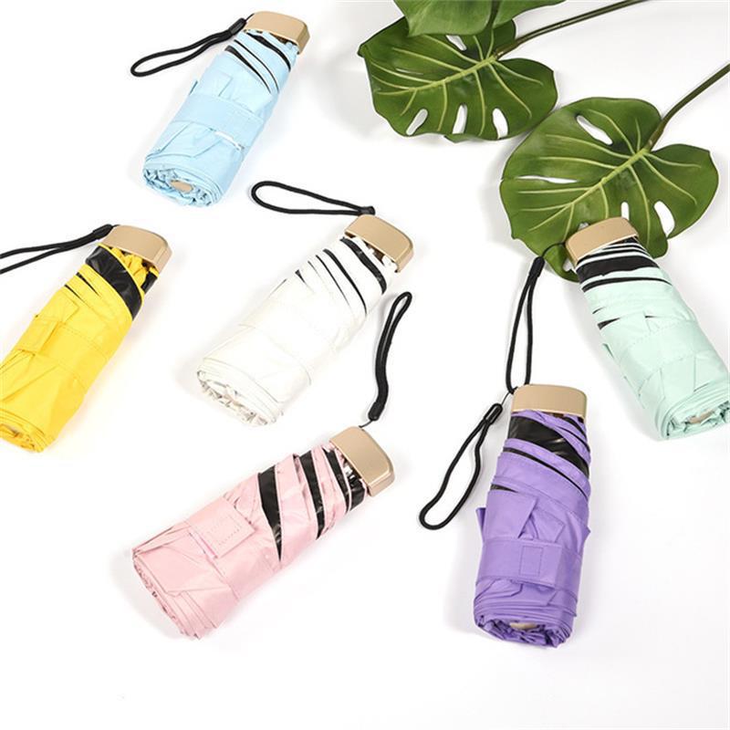 Umbrella Wholesale Five-Fold Umbrella Vinyl Sun Protective Sunshade Umbrella Portable Compact Sunny Umbrella Super Light Mini Pocket Umbrella