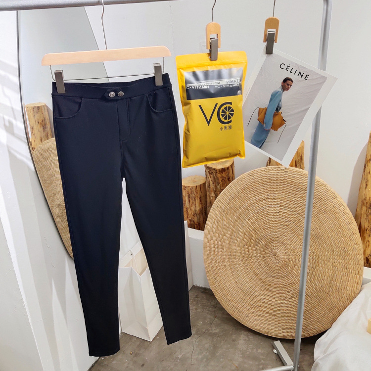vc裤魔术打底裤女外穿春秋夏新款弹力高腰显瘦黑色小脚薄款黑裤子