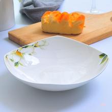 骨瓷盘子菜盘方形翘角盘蒸菜沙拉盘深盘汤盘陶瓷家用创意加深瓷盘