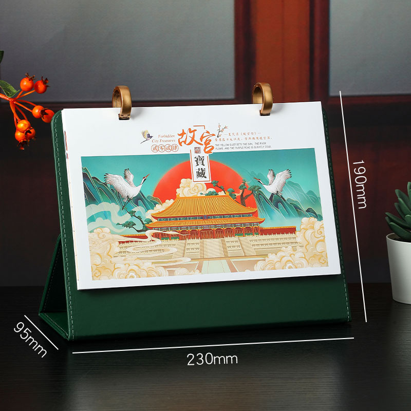 2024 Desk Calendar Creative New Leather Loose-Leaf Calendar Office Desk Decoration Ins Style Large Plaid Notepad