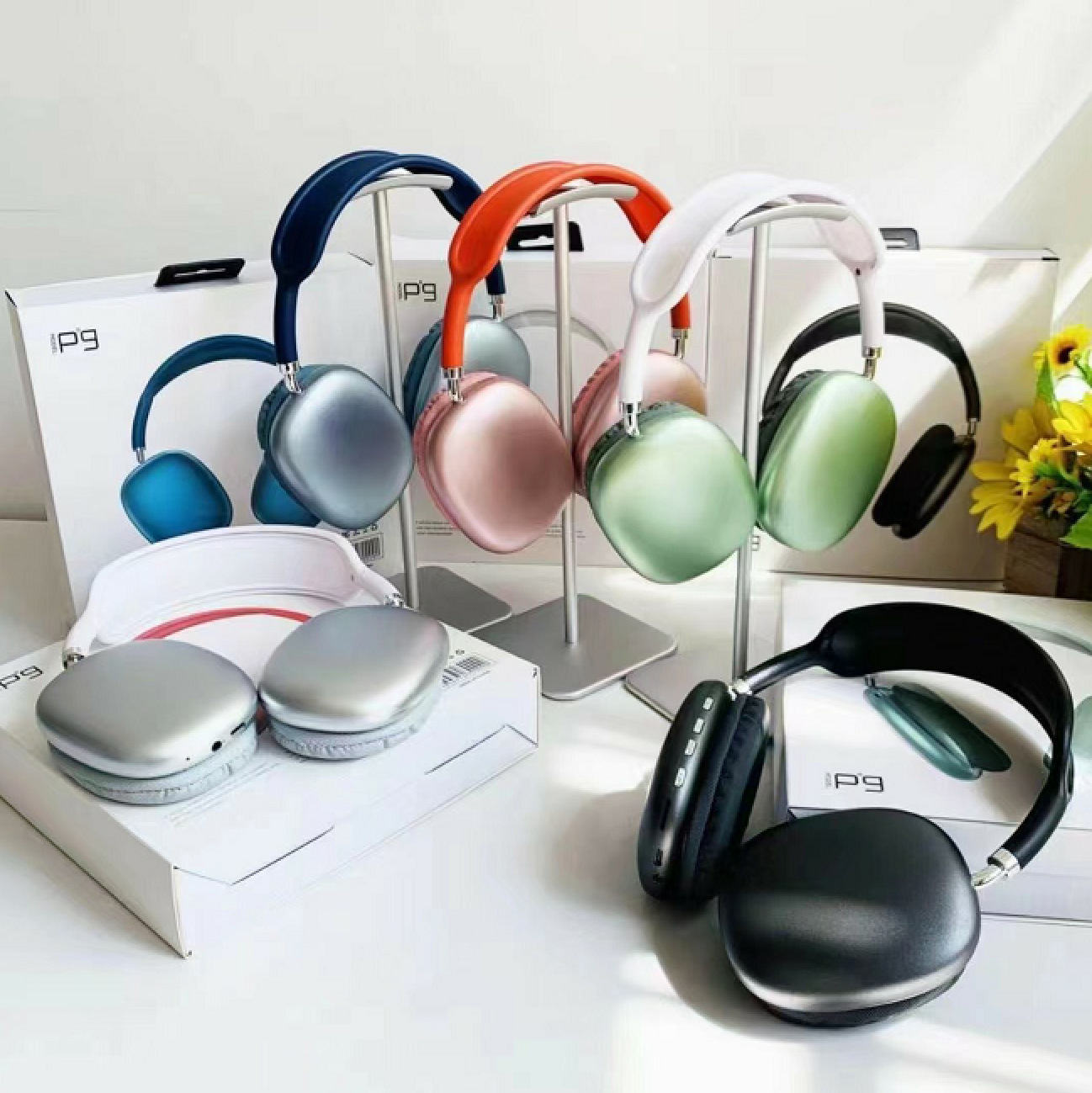 跨境爆款p9蓝牙耳机max无线耳机适用苹果tws头戴式耳机重低音工厂