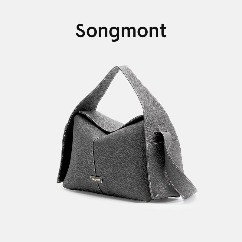 Songmont挂耳系列屋檐包设计师新款头层牛皮通勤手提斜挎hobo包