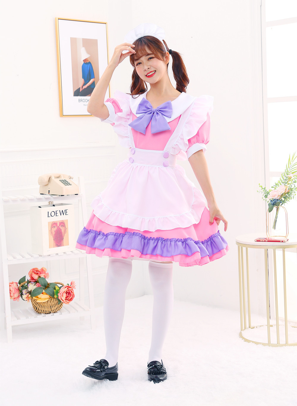 粉色猫咪女仆装lolita软妹洋装萝莉女佣制服cosplay动漫角色扮演采购