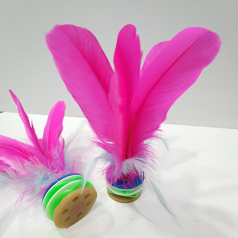 厂家批发毽子儿童小学生比赛专用成人健身白色鹅毛花式毽球牛筋底