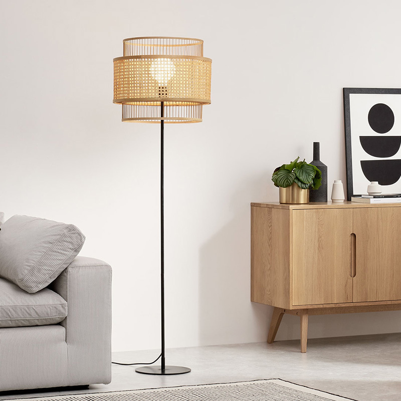 Nordic Floor Lamp Bed & Breakfast Retro Living Room Lamps Bedroom Bedside Lamp Japanese Zen Tea Room Personalized Rattan Table Lamp