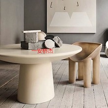 YL圆形餐桌北欧北欧设计师ins餐意式桌丹麦网红大象脚餐桌小户型