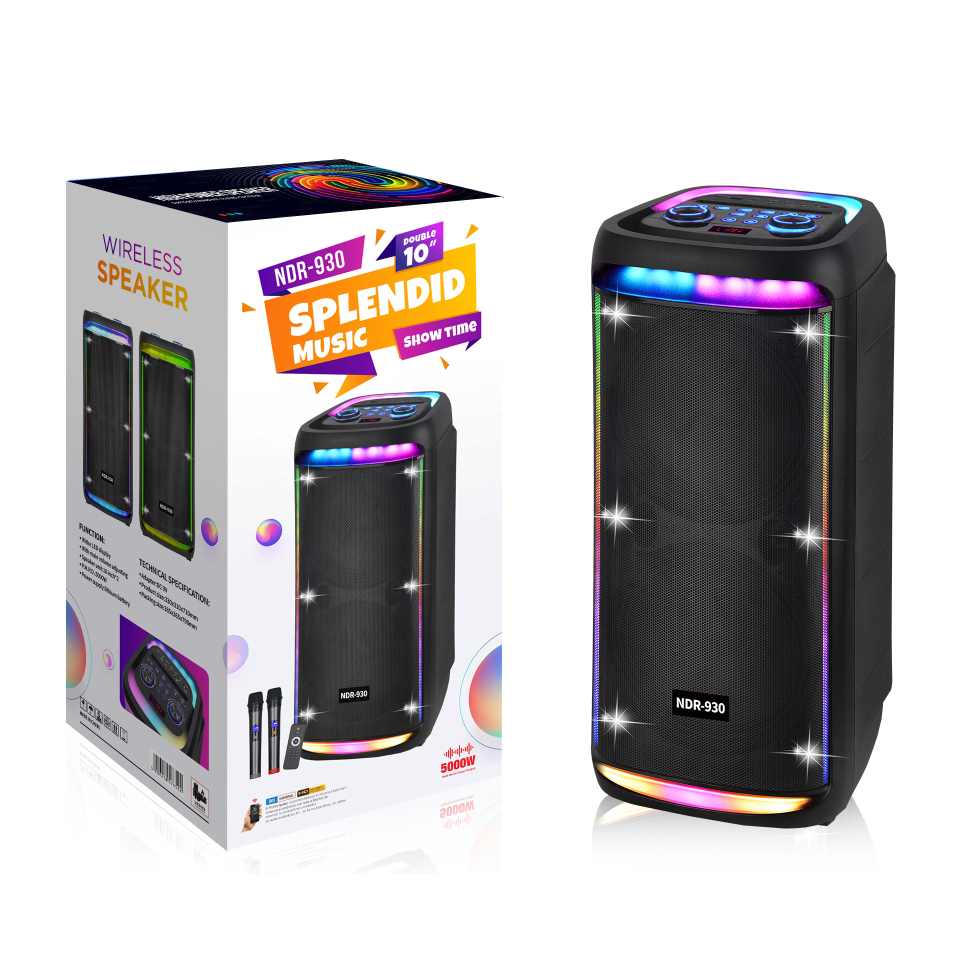 ndr蓝牙移动拉杆便携式ktv音箱2*10寸卡拉户外蓝牙广场舞电瓶音响