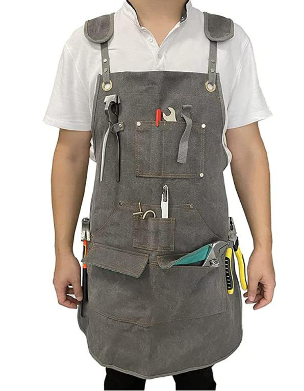 跨境电商亚马逊款加厚水洗帆布工具围裙电工木工皮匠多口袋