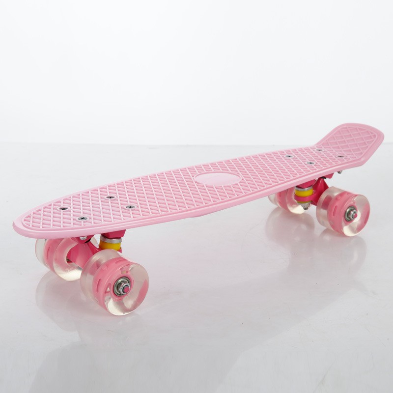 22-Inch Fish Skateboard Plastic Banana Board Single Cut Skateboard Pu Flash Wheel Children Adult Four-Wheel Road Brush