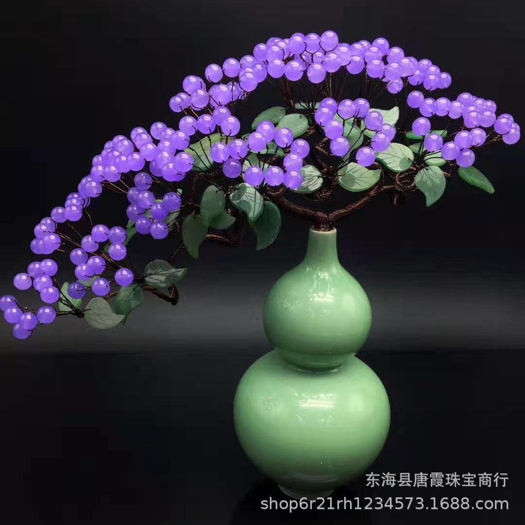 天然水晶平安葫芦迎客松发财树人才两旺紫气东来乔迁开业招财摆件