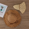 Korean Edition Foldable manual Large along Straw hat summer Versatile fresh Seaside Sandy beach Sunscreen sunshade Hat