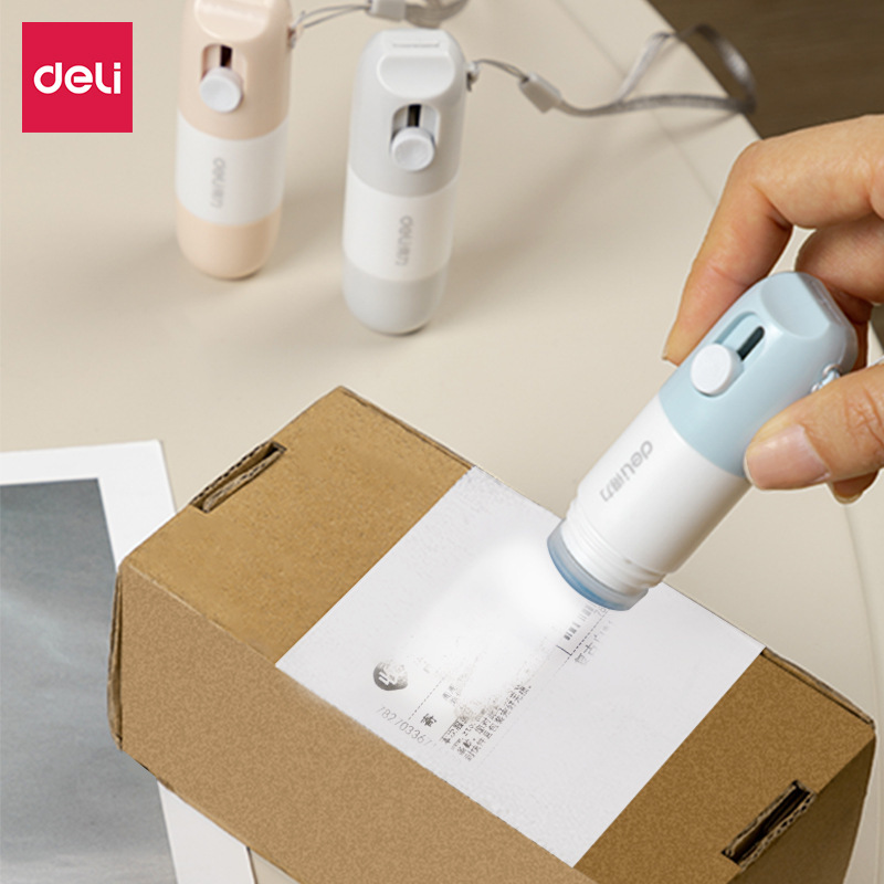 得力一体式热敏纸涂改液新款透明10ml自带开箱刀保护隐私专用