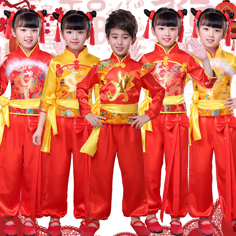 56成交6件儿童小梦娃演出服喜庆民族舞蹈服道德娃娃开门红灯笼幼儿