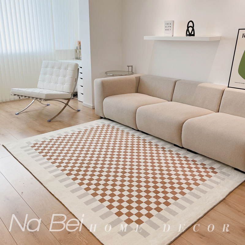 Nordic Modern Minimalist Retro Chessboard Carpet Tianjin Floor Mat Living Room Bedroom Bedside Blanket Whole Room Full Shop