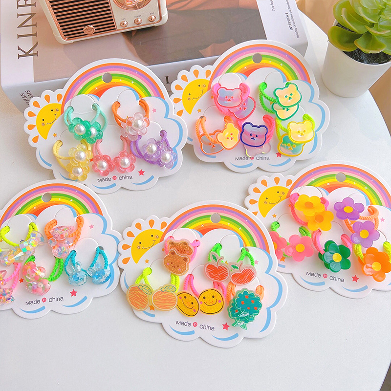 10 Pack ~ Acrylic Cartoon Children's Hair Band Does Not Hurt Hair Rubber Bands Cute Baby Hair Rope Girl's Headband