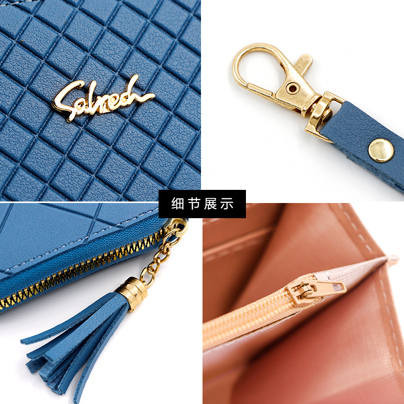 Single-Pull Double Zipper Women's Long Wallet Portable Belt Wallet Wallet Women's Long Tassel Zipper Handbag