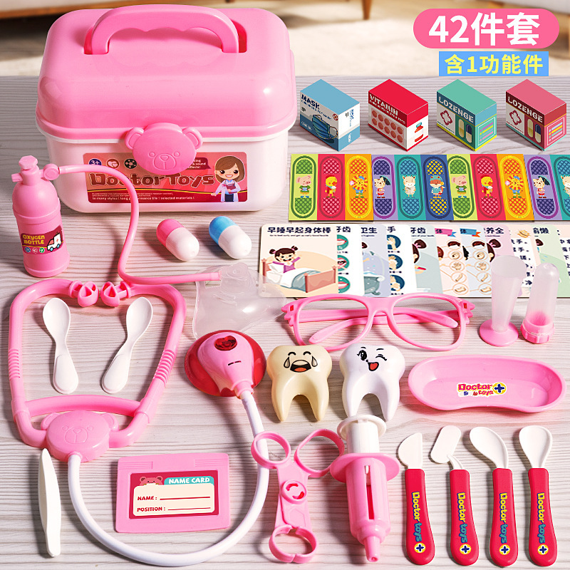 Doctor Toy Set Children Play House First Aid Kit Tool Trolley Case Girl Nurse Injection Stethoscope Baby