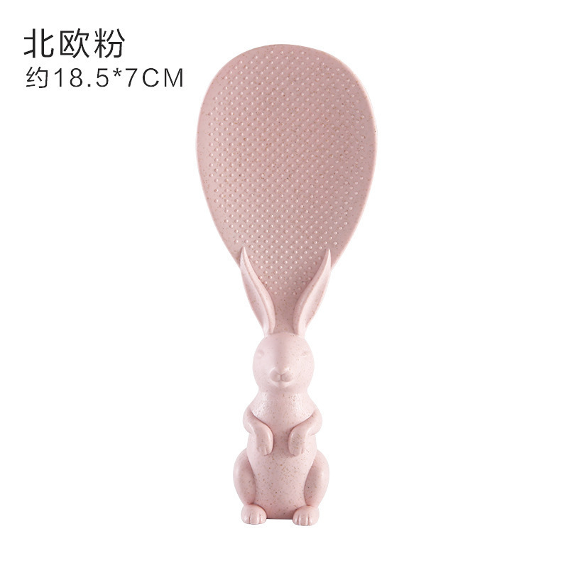 Creative Wheat Straw Meal Spoon Rabbit Spoon Cute Bunny Non-Stick Rice Three-Dimensional Rice Spoon Household High Temperature Resistant Meal Spoon