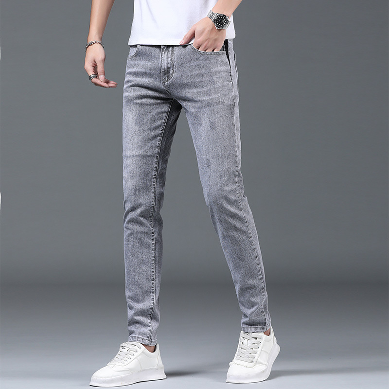 春夏季2021年新款牛仔裤男士潮牌潮流韩版修身小脚长裤子-阿里巴巴