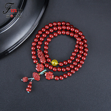 红朱砂手串批发 天然高含量正品紫砂6mm三圈手链饰品一件代发批发