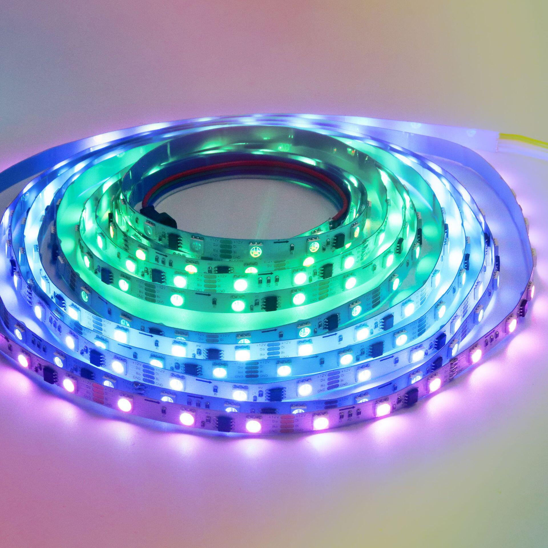 厂家直销led5050rgb跑马流水幻彩灯带dc12v外控编光户外防水现货