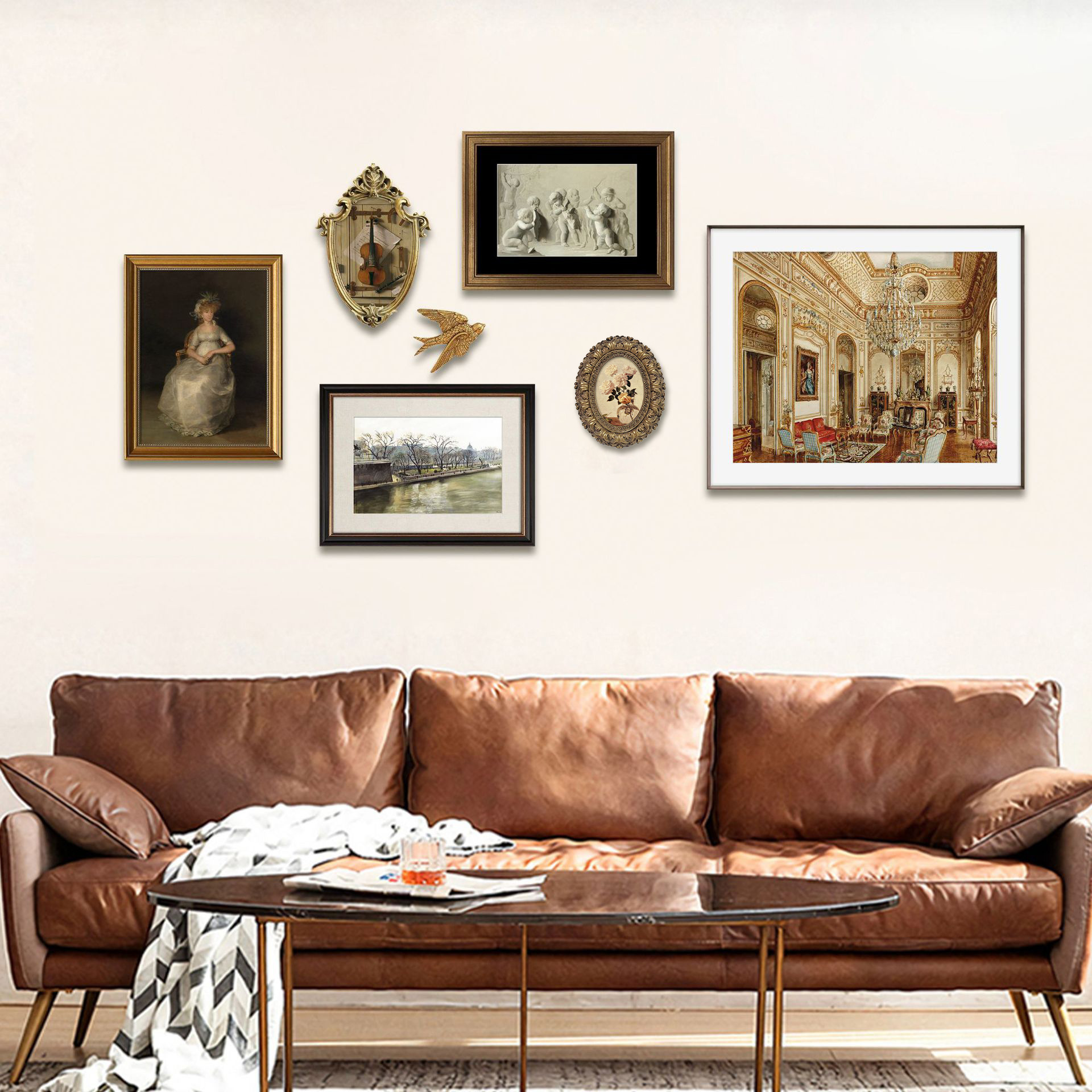 法式轻奢小众艺术装饰画美式复古客厅卧室餐厅挂画壁画怀旧宫庭画