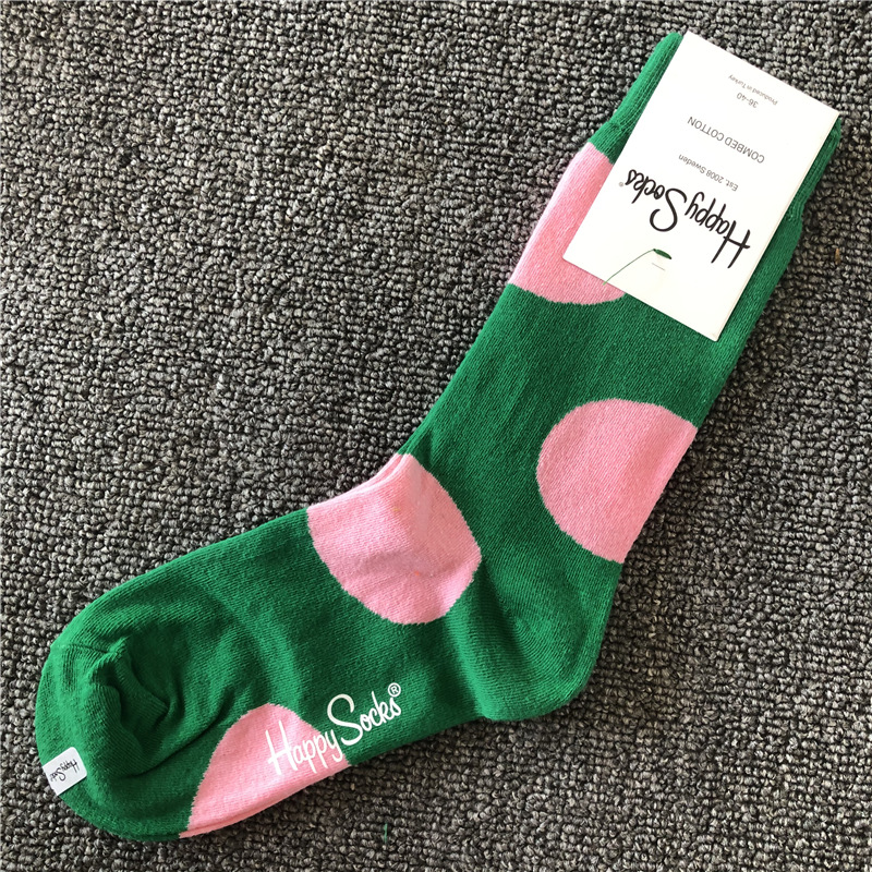 happy socks新款高品质时嗨皮女袜中筒潮袜情侣长美腿袜子 可代发
